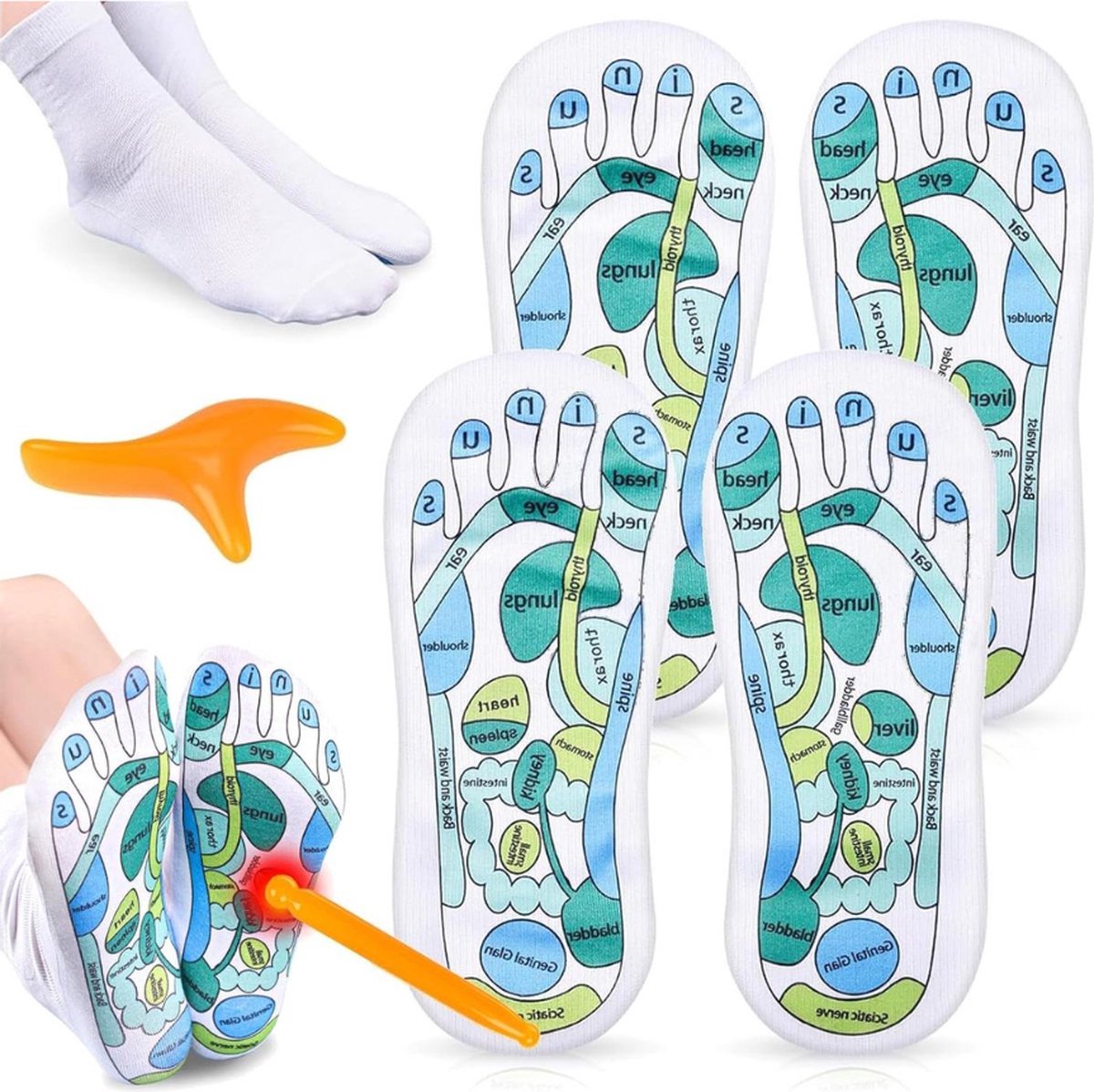 Goedkoopste 2 Paar Foot Reflexology Sokken - Acupressuur Voetmassage Katoenen Sokken met Massage Tools voor Vrouwen Voetmassage