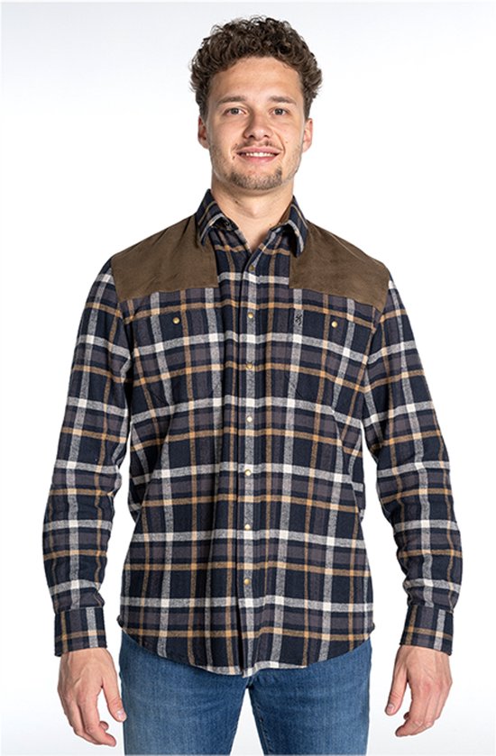 Browning Hemd - Heren - Francis - Geruit - Premium Jacht Merk - Blauw - XL