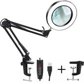 My Green Deal - Loeplamp met led verlichting - Met tafelklem - Vergrootglas 5X met verlichting - Led looplamp - Hobbylamp - Vergrootglas op standaard