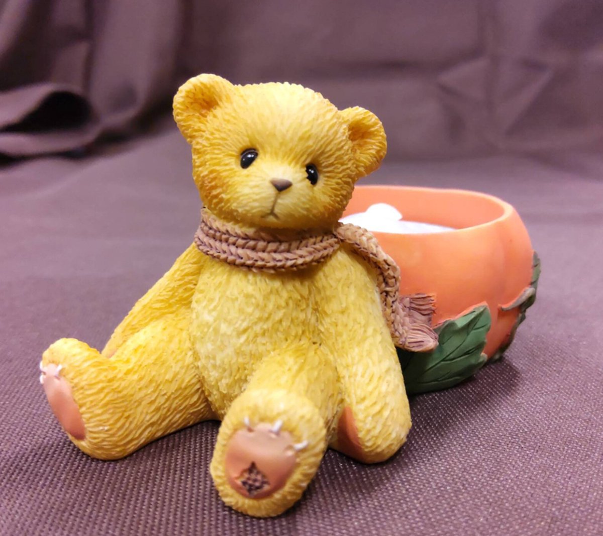 Cherished Teddies: Bear sitting candle holder