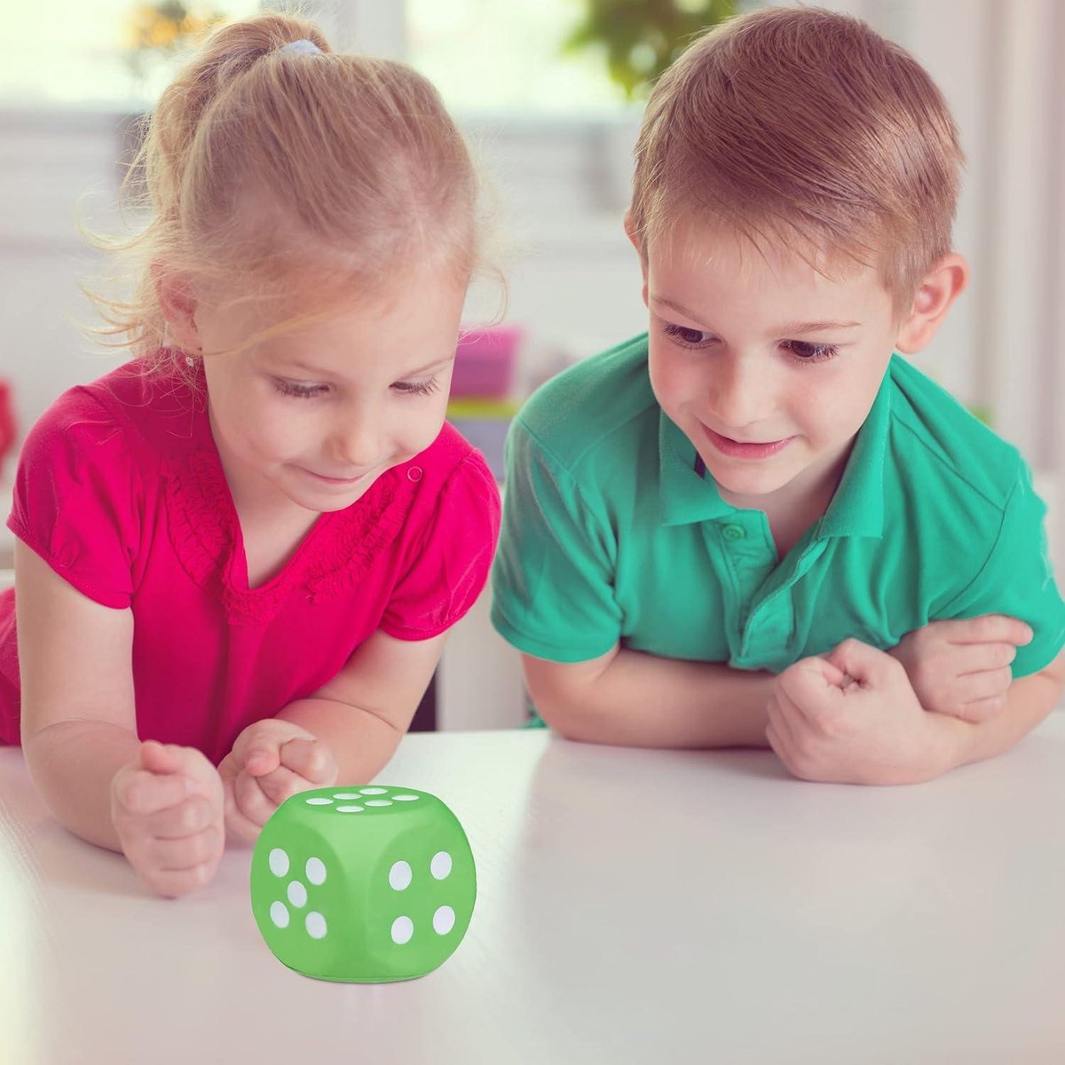Mrs. Jones Dobbelen foam set van 6 XXL - spelenderwijs getallen leren - kinderspeelgoed van PU zacht en kleurrijk - educatief speelgoed .