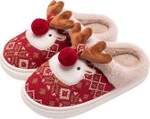 Kerst Pantoffels - Kerst Sloffen - Home Sloffen - Pantoffels Dames - Maat 38/39 - Anti-slip - Fluffy Open Sloffen - met Pluche Voering Antislip Zool - Winter - Pluche - Warm gevoerde pantoffels