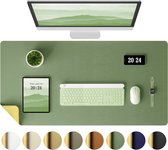 Sounix Dubbelzijdige Bureau Onderlegger - Bureaumat Kunstleer - 90x45 CM - Muismat XXL - onderleggers - Bureau Organizer - Green