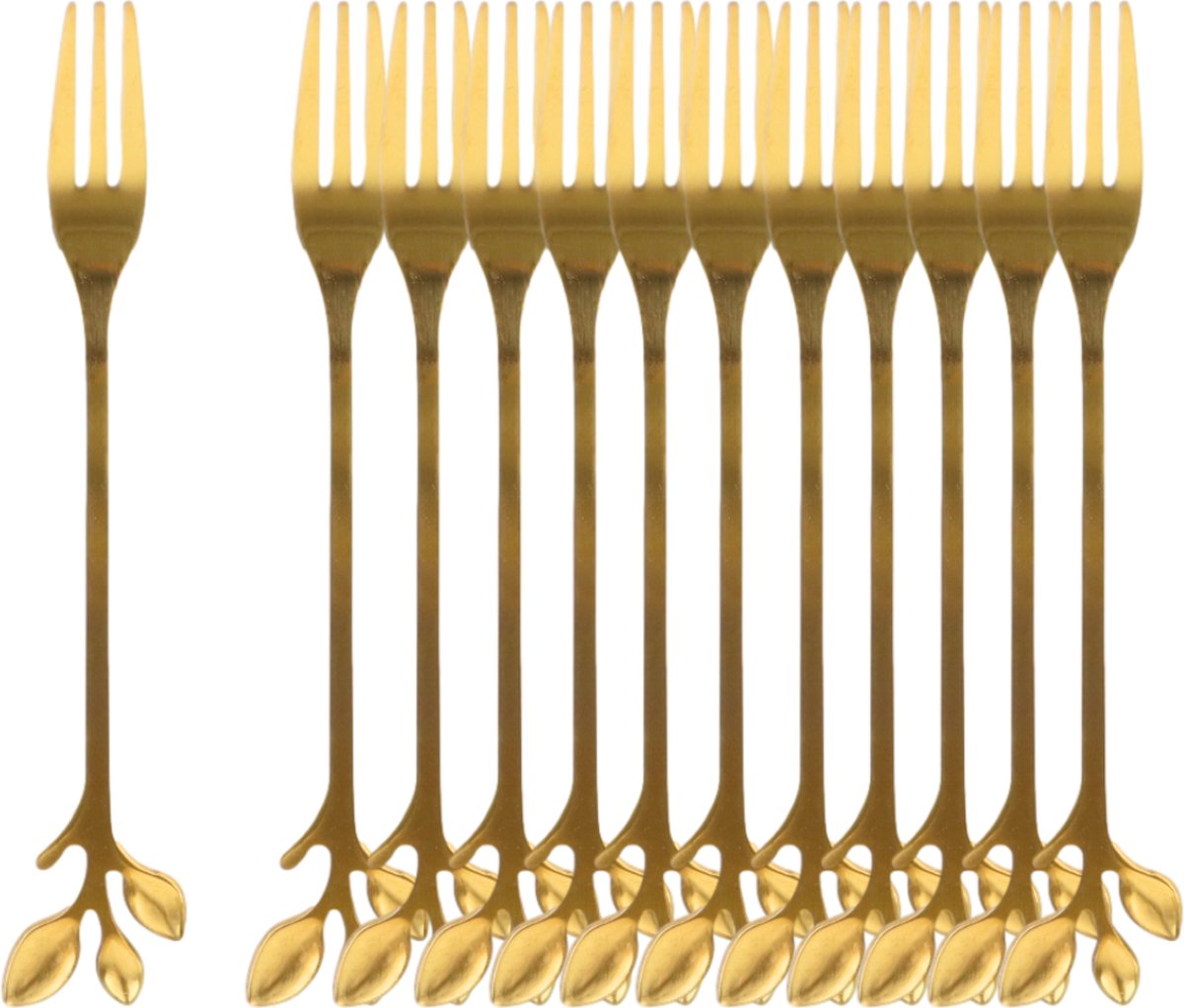 Goedkoopste OTIX Gebaksvorkjes - 12 stuks - Goud met Bladeren - Dessertvorkjes - Taartvorkjes - LEAF