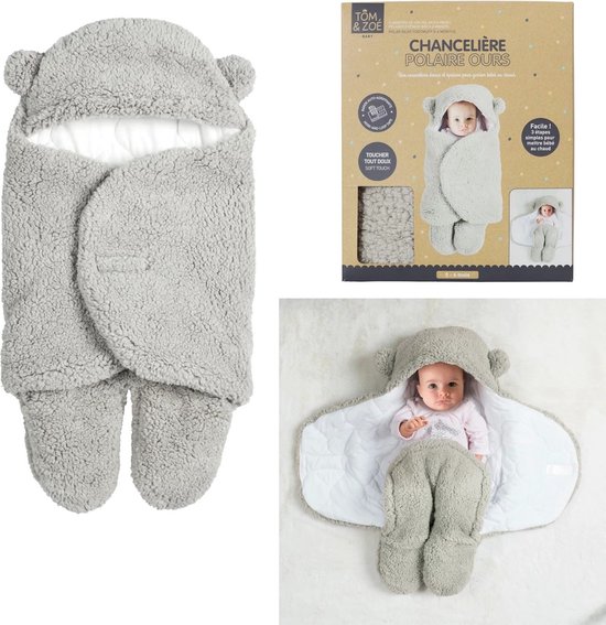 Tom En Zoe - baby - voetenzak - teddybeer - fleece - 0 tot 6 maanden