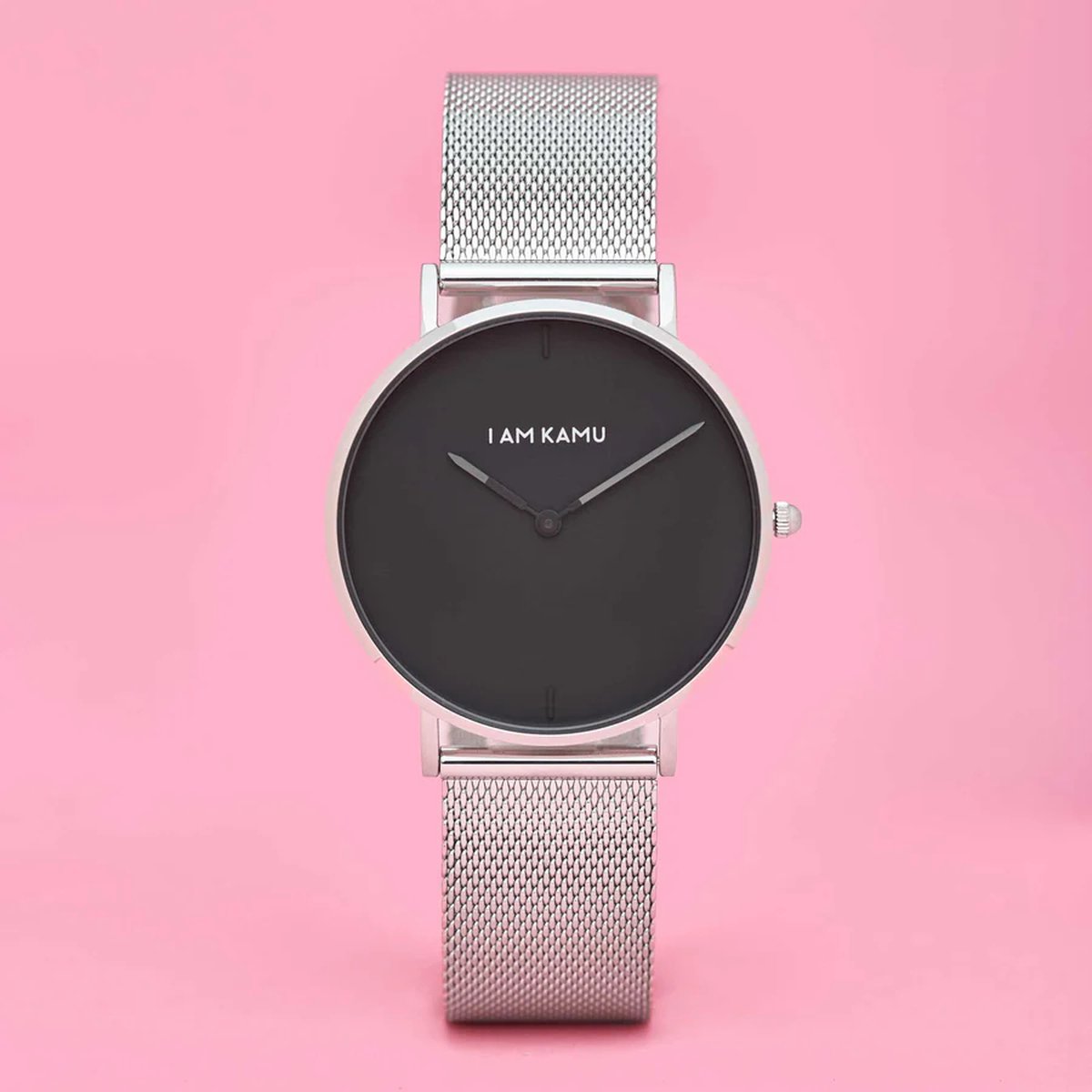 IAMKAMU - Lucia - Horloge - Zilver - Zwart - RVS