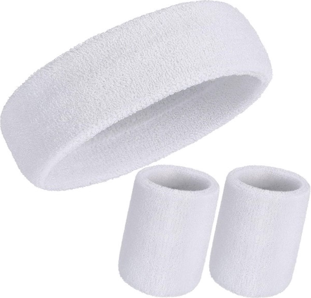 Ecorare - Zweetbandjes pols en hoofd set - Comfortabele pasvorm - Wit - Unisex ontwerp - Wasmachine bestendig