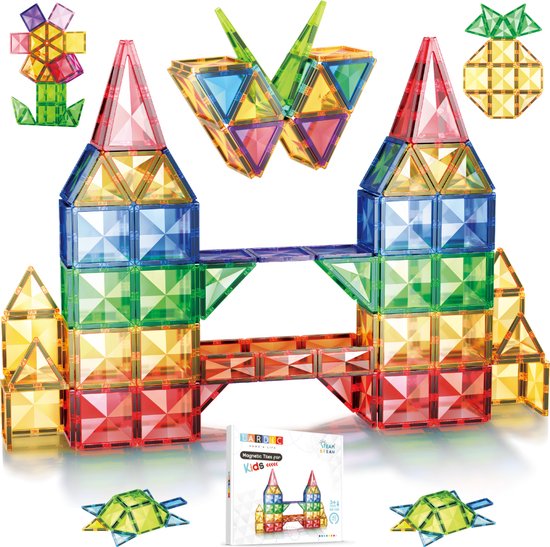 Lardic - Magnetisch Speelgoed - Magnetic Tiles - 40 Stuks - Bouwspeelgoed - Bouwblokken - Magneten Speelgoed - Magnetische Tegels - Magna - Bouwstenen - Montessori Speelgoed - Educatief Constructie Speelgoed - Travel set