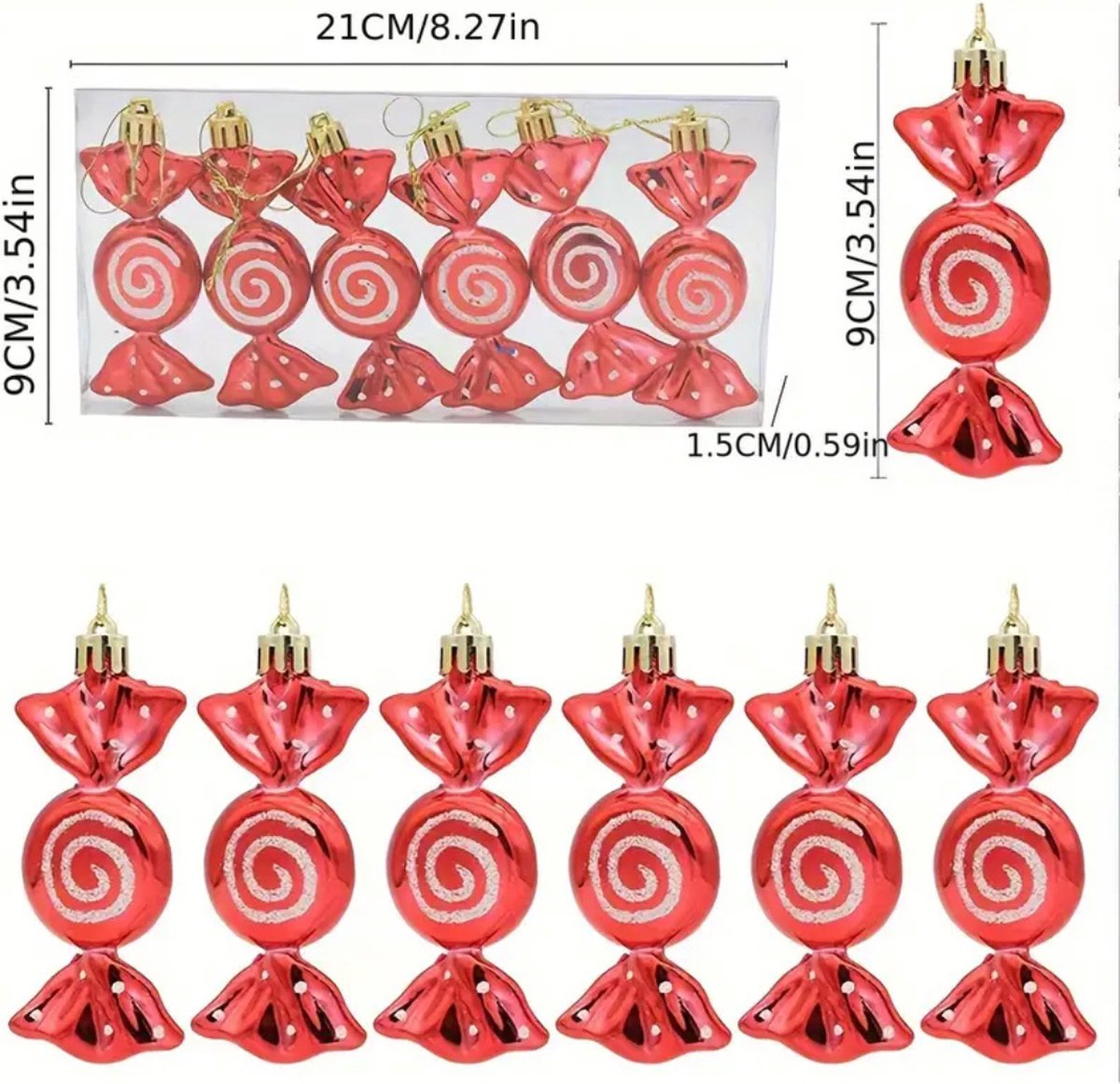 Feestelijke kerstballen set van Bovista in acryl, 6 stuks, perfecte kerstversiering.