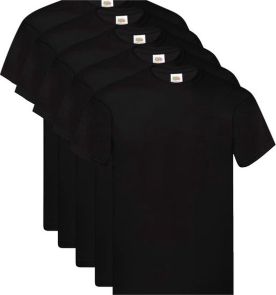 Fruit of the Loom T-shirts Original 5 pièces 5XL coton noir