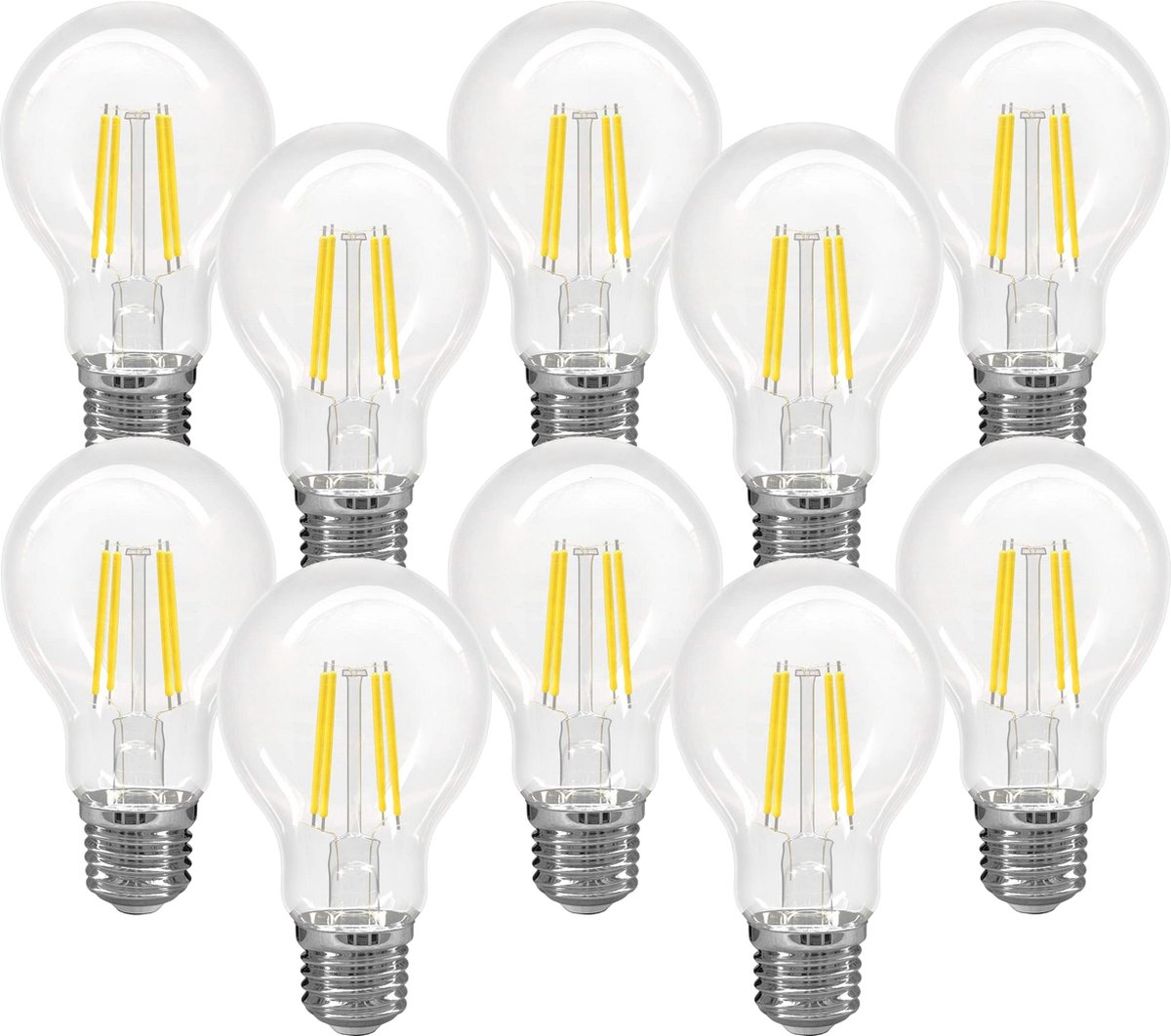 TRANGO Set van 10 E27001-10 LED-gloeilamp 8 Watt 850 lumen I 3000K warm wit I Vervanging voor 60W gloeilamp I Lamp I Bulb I LED-lamp in druppelvorm met E27-fitting I Stralingshoek 360°