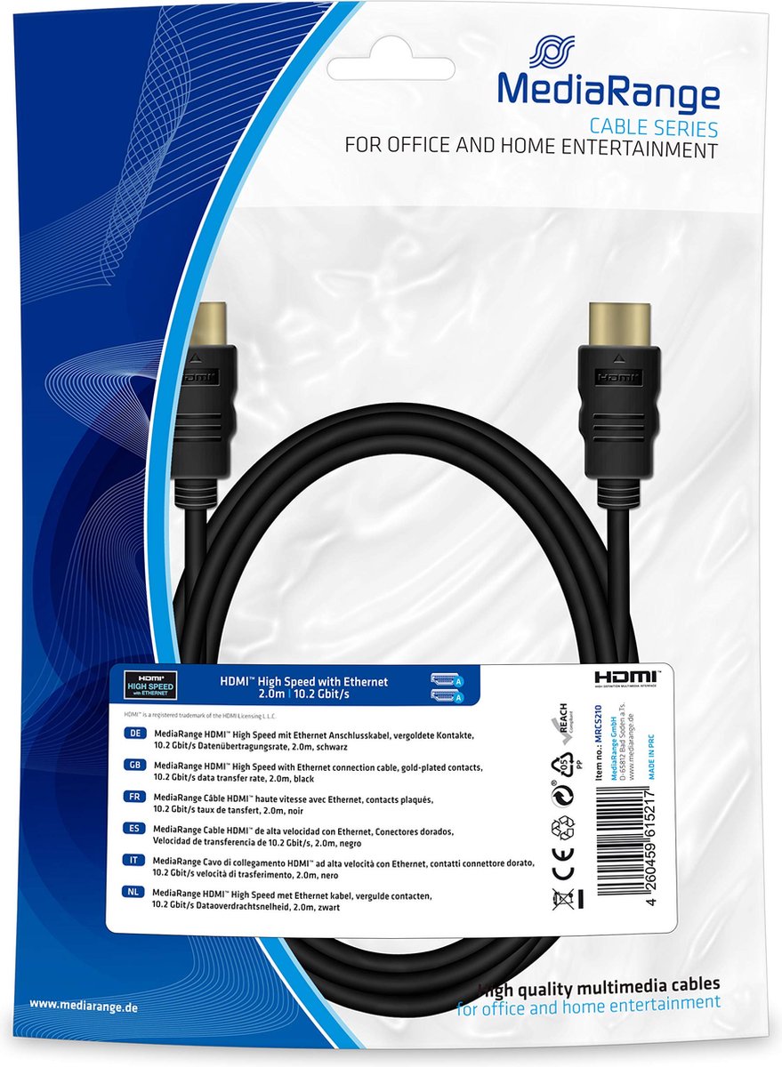 MediaRange MRCS210 HDMI kabel 2 m HDMI Type A (Standaard) Zwart