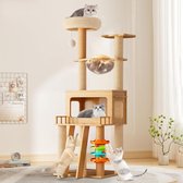 Arbre à chat robuste pour Chats - Arbre à chat - bois - Panier pour chat & jouets pour chat - 6 zones de couchage - 50*50*147 cm