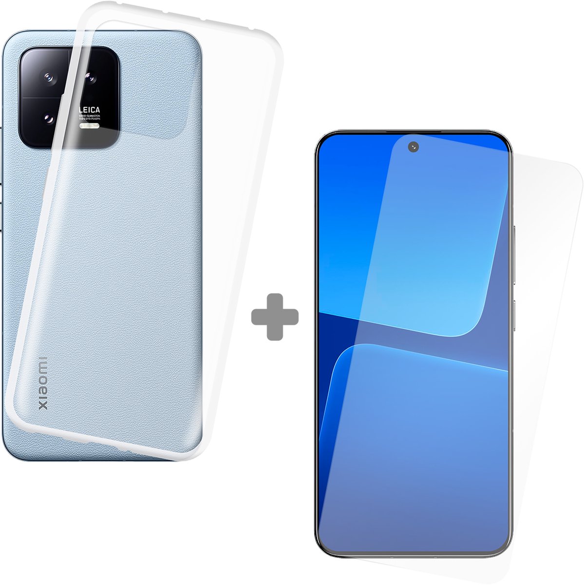 Cazy soft TPU Hoesje + Tempered Glas Screenprotector geschikt voor Xiaomi 13 - Transparant