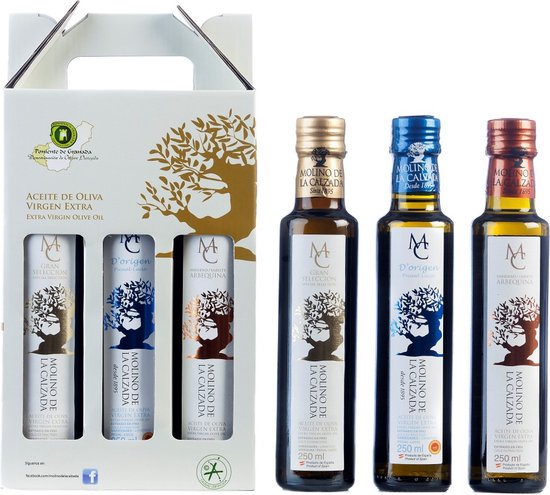 Cadeauset - Premium Extra Vierge Olijfolie, Koude Extractie, 3x250mL: D’Origen Picual-Lucio, Speciale Selectie Picual-Lucio-Arbequina, Arbequina - Spaanse Olijfolie