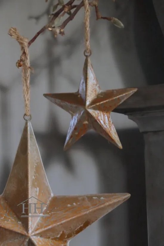 Robuuste roestige ster - Ø15 - inclusief ophanglusje - kerstboom ster - roestige sterren - kerstster - kerstboomversiering - kerstdecoratie voor binnen