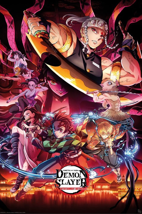 Demon Slayer Entertainment District Unisex Poster - meerkleurig - Standard