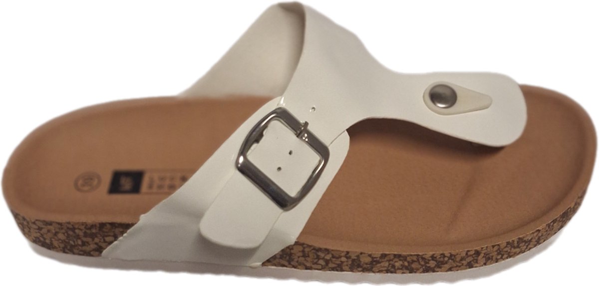 LUCKYSHOES-SLIPPER-KURK VOETBED-ANTISLIP ZOOL-WHITE MIRROR LAKLEER-40