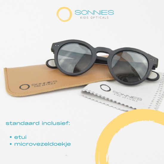 Sonnies - Kinderzonnebril Lucca Nero - Leeftijd 5-7 jaar - gepolariseerde glazen voorzien van UV400 bescherming - lichtgewicht frame - buigzaam en flexibel - jongens en meisjes - kinder zonnebril - kleur zwart van Sonnies — afbeelding 2