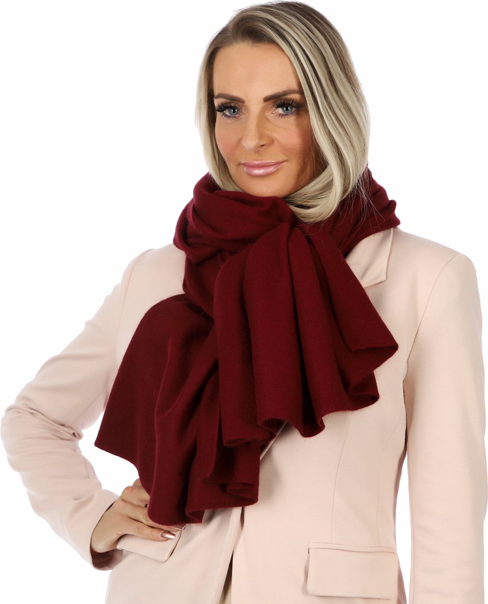 Cashmere & Merino Wol Blend Luxe Sjaal – Effen Burgundy Red – Superzacht, Warm & Ademend – Premium Dames/Heren Sjaal