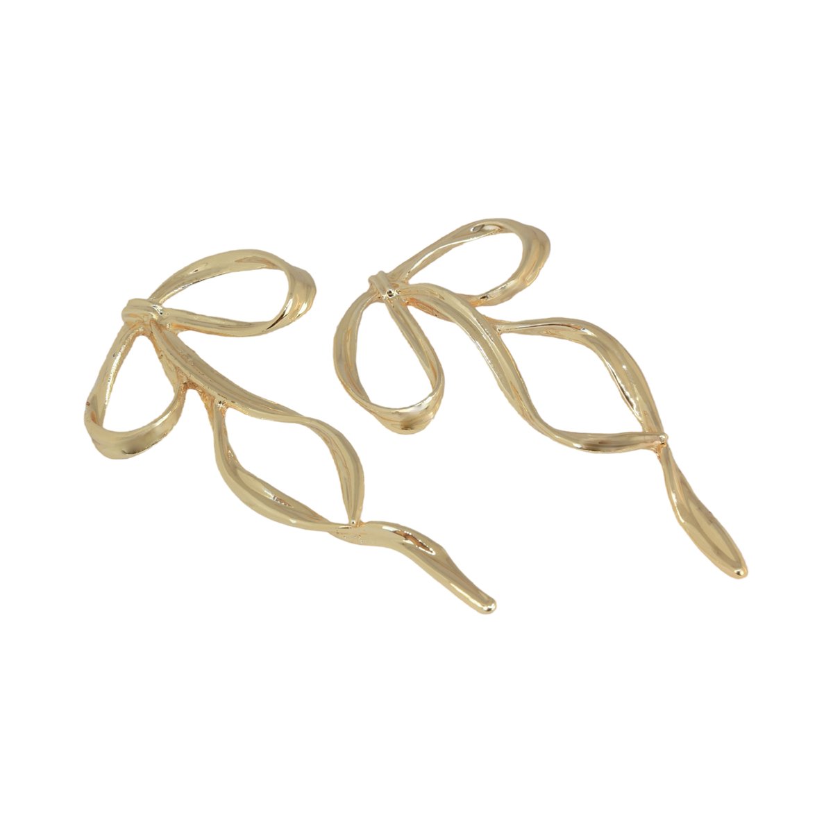 Gold Big Ribbon Earrings