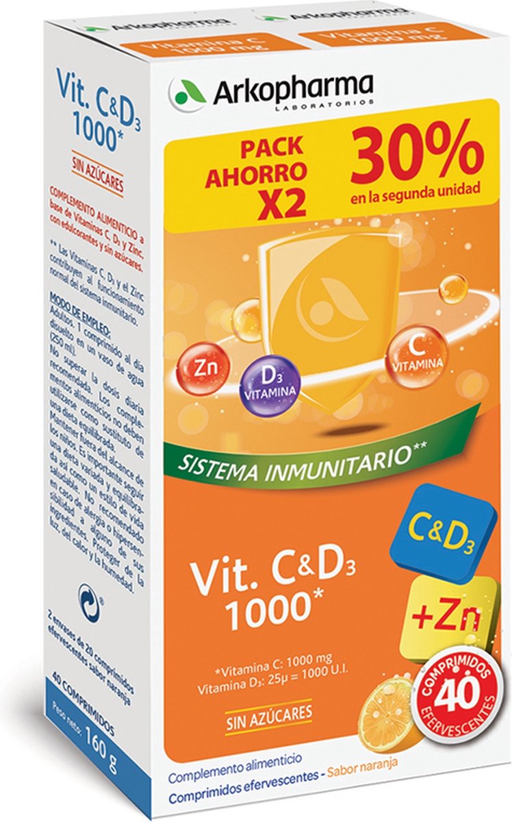 Duplo Vitamine C & D3 1000 mg + zink 40 bruistabletten|Duplo Vitamin C & D3 1000 Mg + Zinc 40 effervescent tablets|Duplo Vitamine C & D3 1000 Mg + Zinc 40 tablettes effervescentes