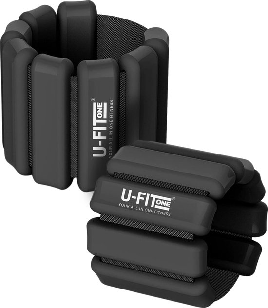 U Fit One 2 Stuks Verstelbare Enkelgewichten en Polsgewichten - Wrist & Ankle Weights - 2 x 1 kg - Zwart