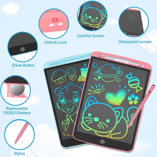OMIGA Led-lichtbord met 6 neonpennen en verstelbare standaard, magisch bord voor kinderen, uitwisbaar, 30 x 20 cm, voor notitieblok, schrijfbord, memo