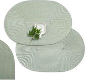 EVER HOME Napperons- 4 PIÈCES - Ovale - Set de table - Vert menthe - 45x30cm