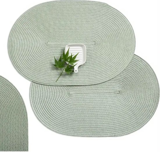 EVER HOME Napperons- 4 PIÈCES - Ovale - Set de table - Vert menthe - 45x30cm