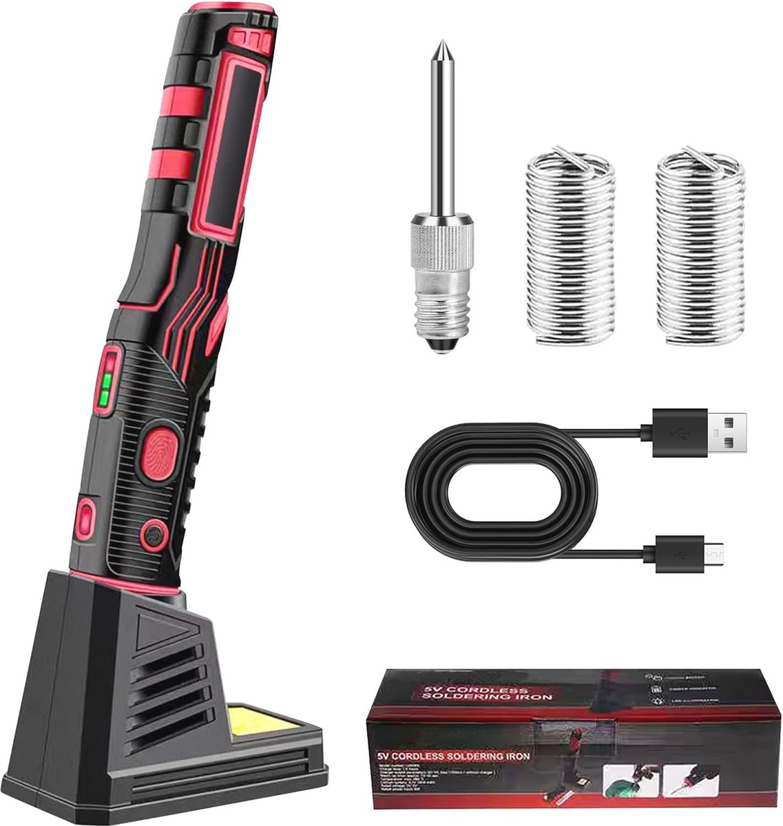 Draagbare Accu Soldeerboutset - Professionele Draadloze Soldeerkit voor Beginners en Professionals met Temperatuurinstelling 200-480 °C