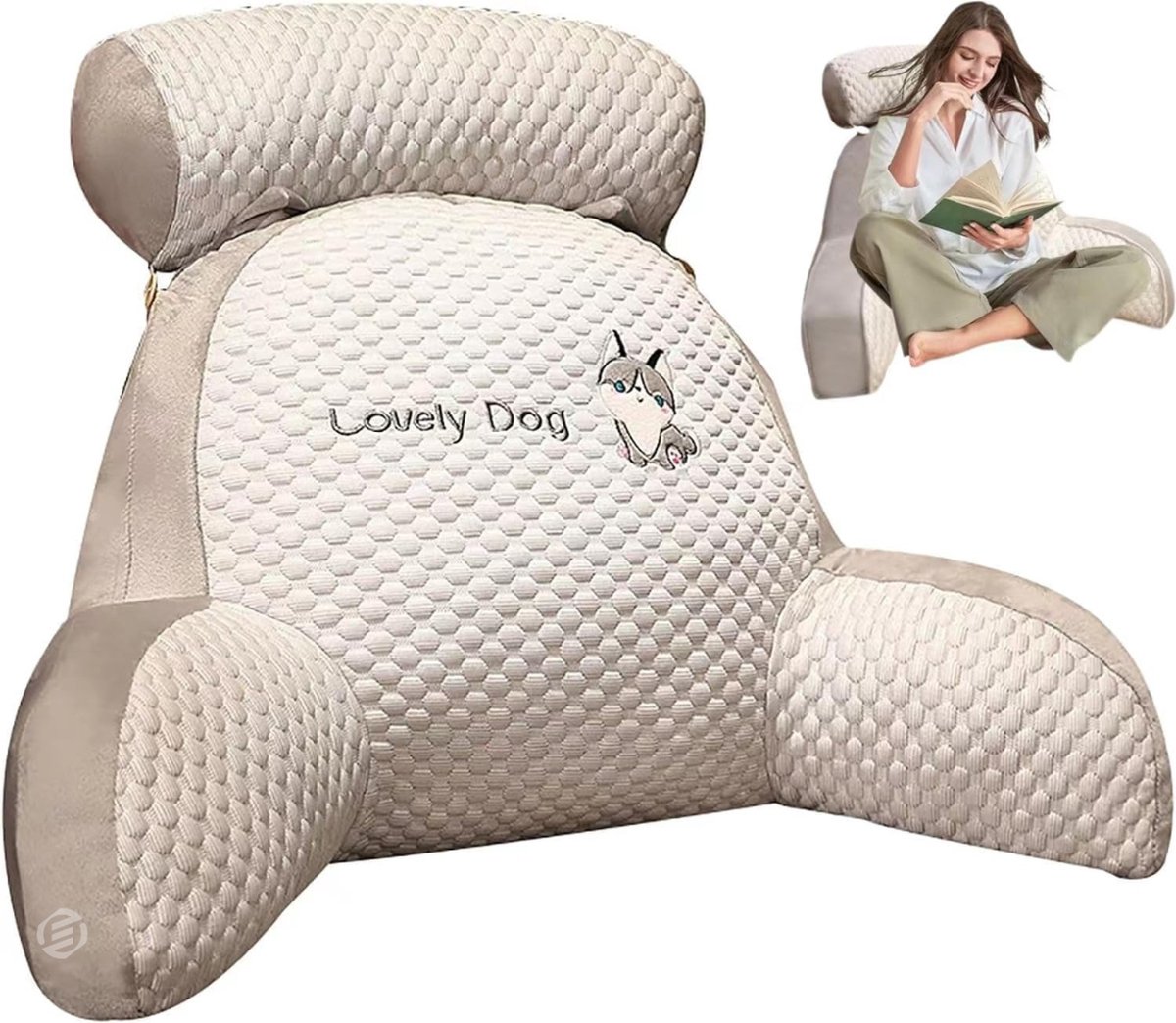 Equivera Leeskussen - Leeskussen voor in Bed - Leeskussen Bank - Leeskussen voor in Bed en Bank - Zitkussen - Steunkussen - Onderrug Ondersteuning