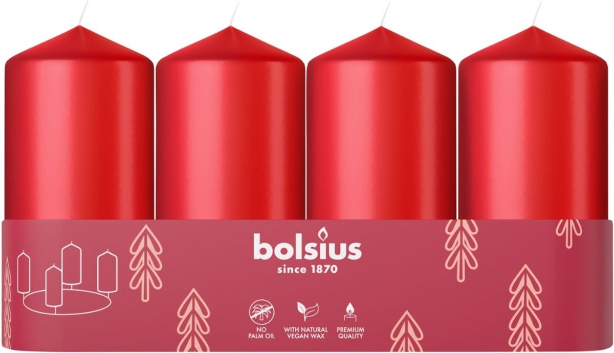Bolsius Stompkaars - 100/48 - 4 stuks per verpakking - Delicate Red Rood