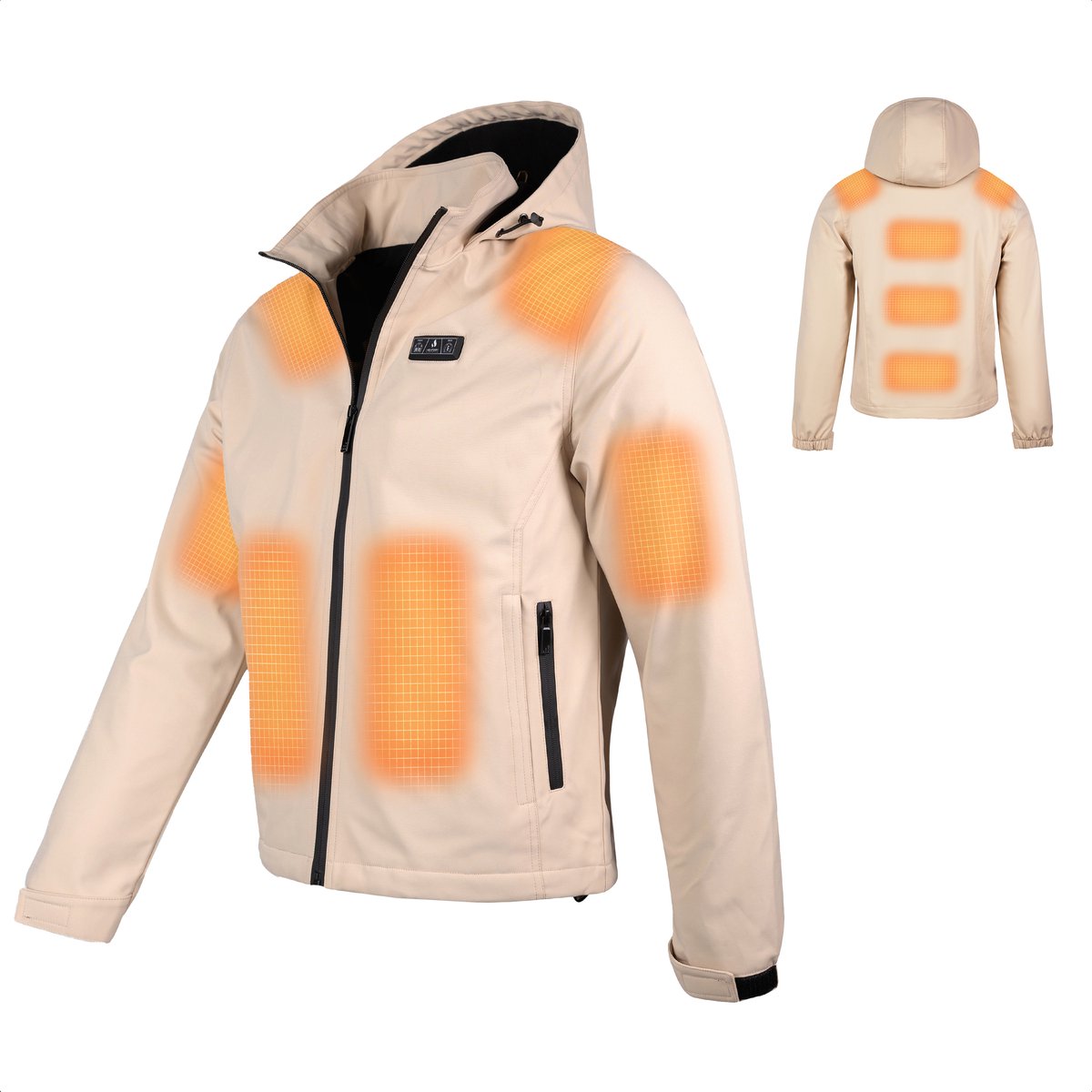 HEATDRY® Clothing Verwarmde Jas Heren HeatFlex LITE Softshell Jas Heren Winter Jas Jassen Heren Beige