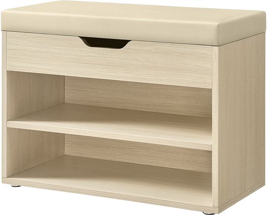 Schoenenbank Met Opberg VASAGLE Ruimte – Zitbank En Schoenenrek In één, Natuur Beige, 30 X 60 X 44 Cm Shoe Rack Seat