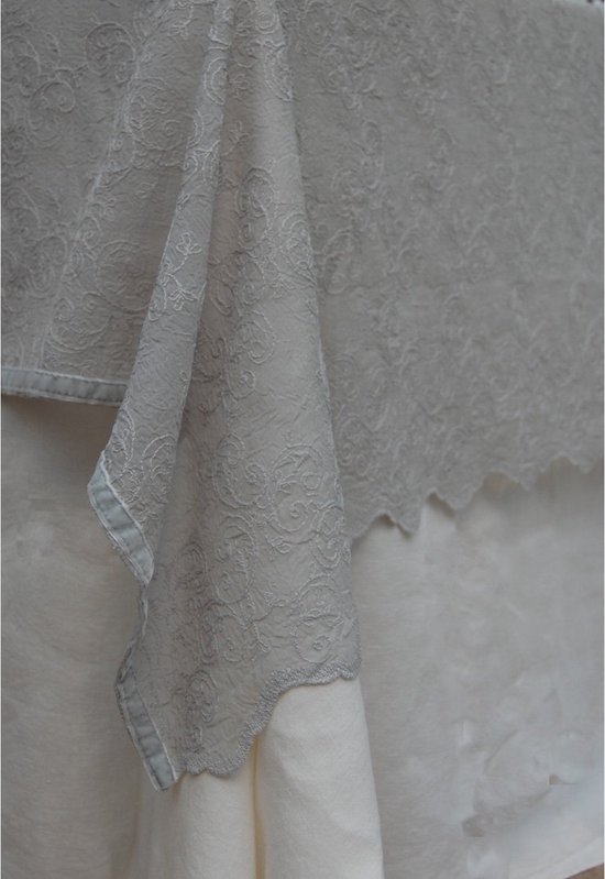 Nappes | Camille - Voile Brodé - Design Luxe - Hampton Blue - 180 x 180 cm - Pimlico