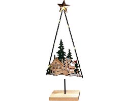 Tafeldecoratie kerstlandschap "Santa" met 10 LEDs - 33 cm
