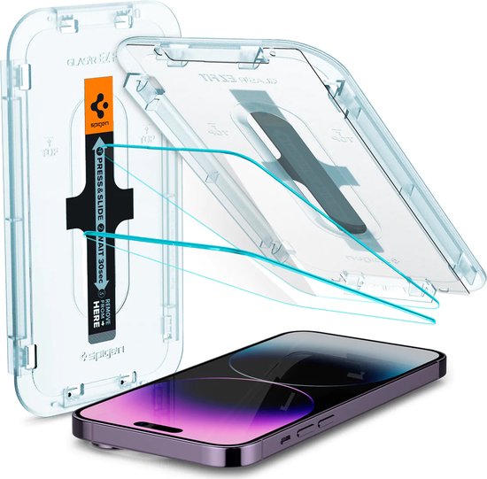 Spigen iPhone 14 Pro Max Glass Protector - Montage frame - 2 Pack