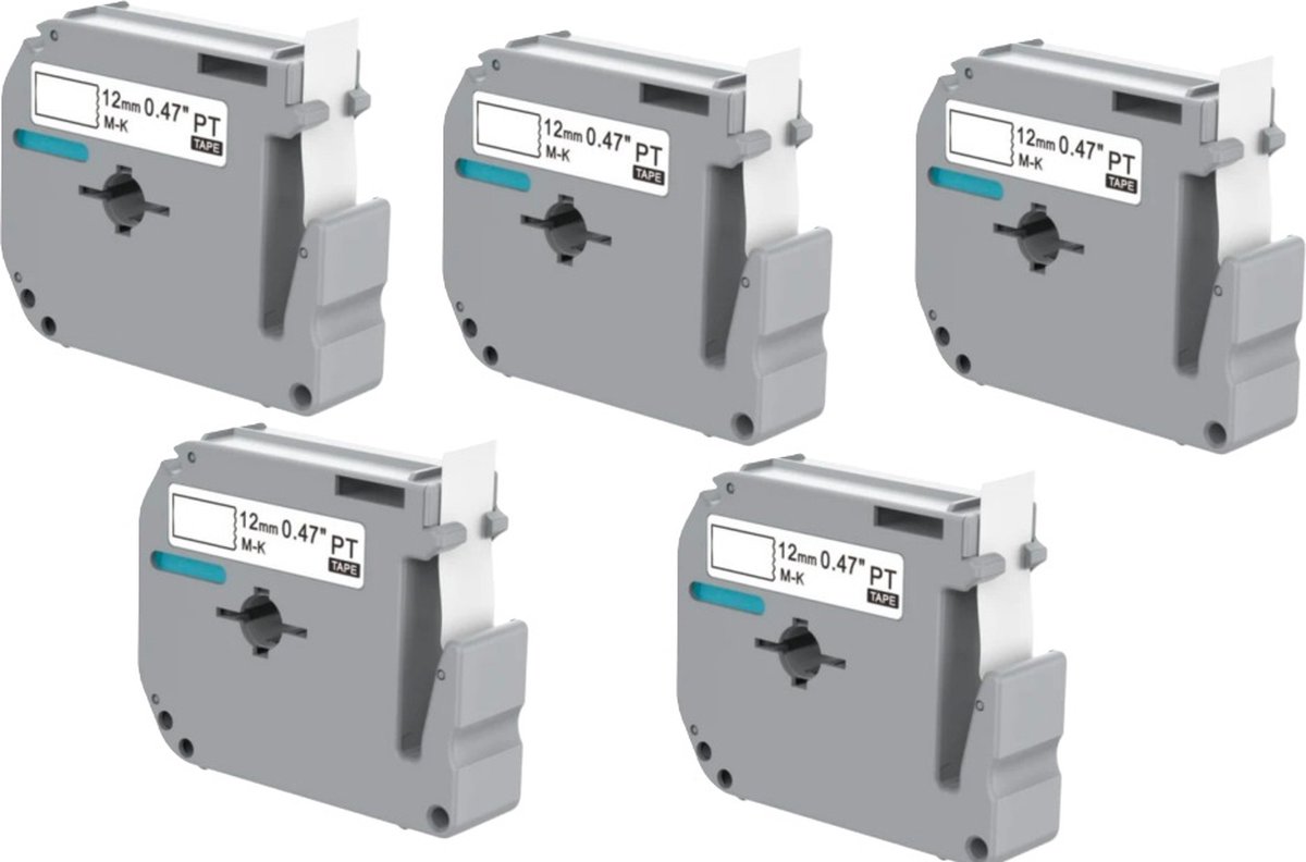 Label Tape Geschikt voor Brother M-K231 | 12 mm x 8 m | Zwart op Wit - 5 stuks - Geschikt voor: PT-55 PT-60 PT-65 PT-75 PT-80 PT-85 PT-90 PT-BB4 PT-M95 P-Touch 55 P-Touch 60 P-Touch 65 P-Touch 75 P-Touch 80 P-Touch 85 P-Touch 90 P-Touch BB4 P-Touch