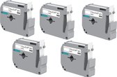Label Tape Geschikt voor Brother M-K231 | 12 mm x 8 m | Zwart op Wit - 5 stuks - Geschikt voor: PT-55 PT-60 PT-65 PT-75 PT-80 PT-85 PT-90 PT-BB4 PT-M95 P-Touch 55 P-Touch 60 P-Touch 65 P-Touch 75 P-Touch 80 P-Touch 85 P-Touch 90 P-Touch BB4 P-Touch