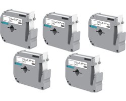 Label Tape Geschikt voor Brother M-K231 | 12 mm x 8 m | Zwart op Wit - 5 stuks - Geschikt voor: PT-55 PT-60 PT-65 PT-75 PT-80 PT-85 PT-90 PT-BB4 PT-M95 P-Touch 55 P-Touch 60 P-Touch 65 P-Touch 75 P-Touch 80 P-Touch 85 P-Touch 90 P-Touch BB4 P-Touch