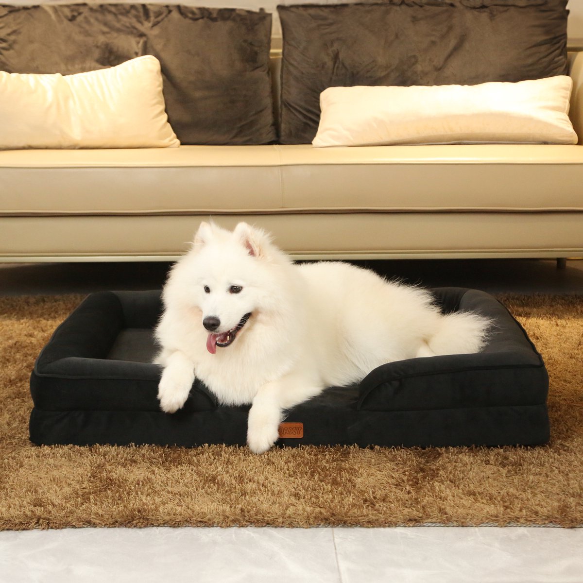 JAXY - Orthopedisch Hondenbed - Hondenmand - Hondensofa - Anti-Slip en Wasbaar - 107 x 81 x 16,5 x 16,5 - XL - Zwart thumbnail 6