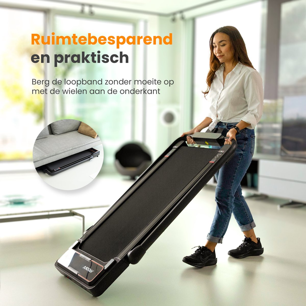 Afbeelding 2 van Moovv SmartStep Pro v2 - Loopband Inklapbaar 1-12km/u - Met Accessoires - Walking Pad - Inklapbare Treadmill - Opvouwbare Wandelband Elektrisch - Fitness voor Thuis