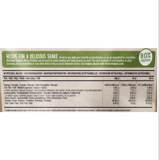 Ekopura Organic Whey Protein (Bio wei eiwitten) - 500 gram - NL-BIO-01