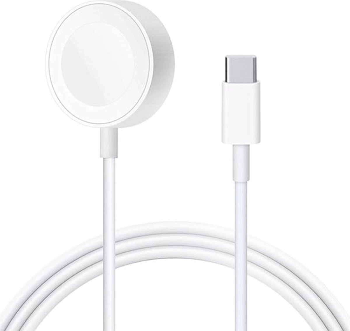 By Qubix Draadloze Oplader voor Apple Watch - 1 meter - USB-C - Type C - Magnetisch Horloge Oplaadstation - Wit - Geschikt voor alle Apple Watch Series
