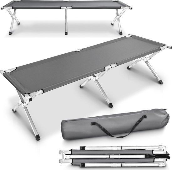 Outsunny® veldbed campingbed lounger opklapbed met tas incl. 193 x 64 x 40 cm zwart