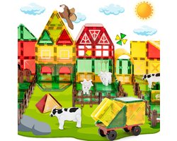 foto van Magnetic Tiles - Magnetisch Speelgoed - 80 Stuks - Boerderij - Magnetische Tegels - Educatief & Constructie - Montessori Speelgoed - Magnetische Bouwstenen - Magnetische Bouwblokken - Bouw je Magna Wereld - Kinderen - Olvy