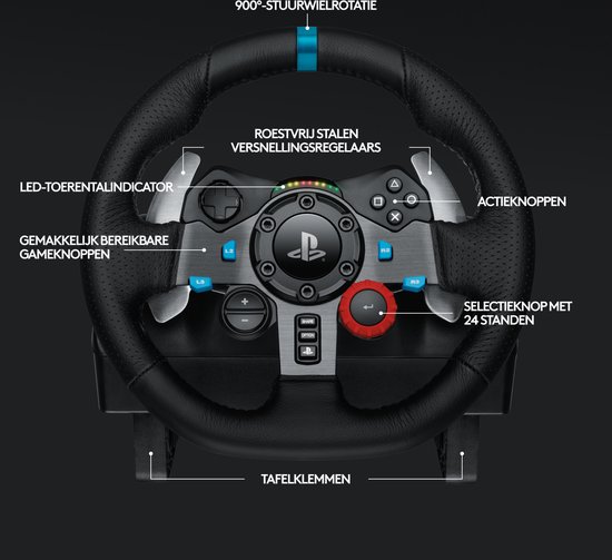 Logitech G29 - Gaming Stuurwiel - Driving Force - Racing + Pedalen - PS4, PS5 & PC
