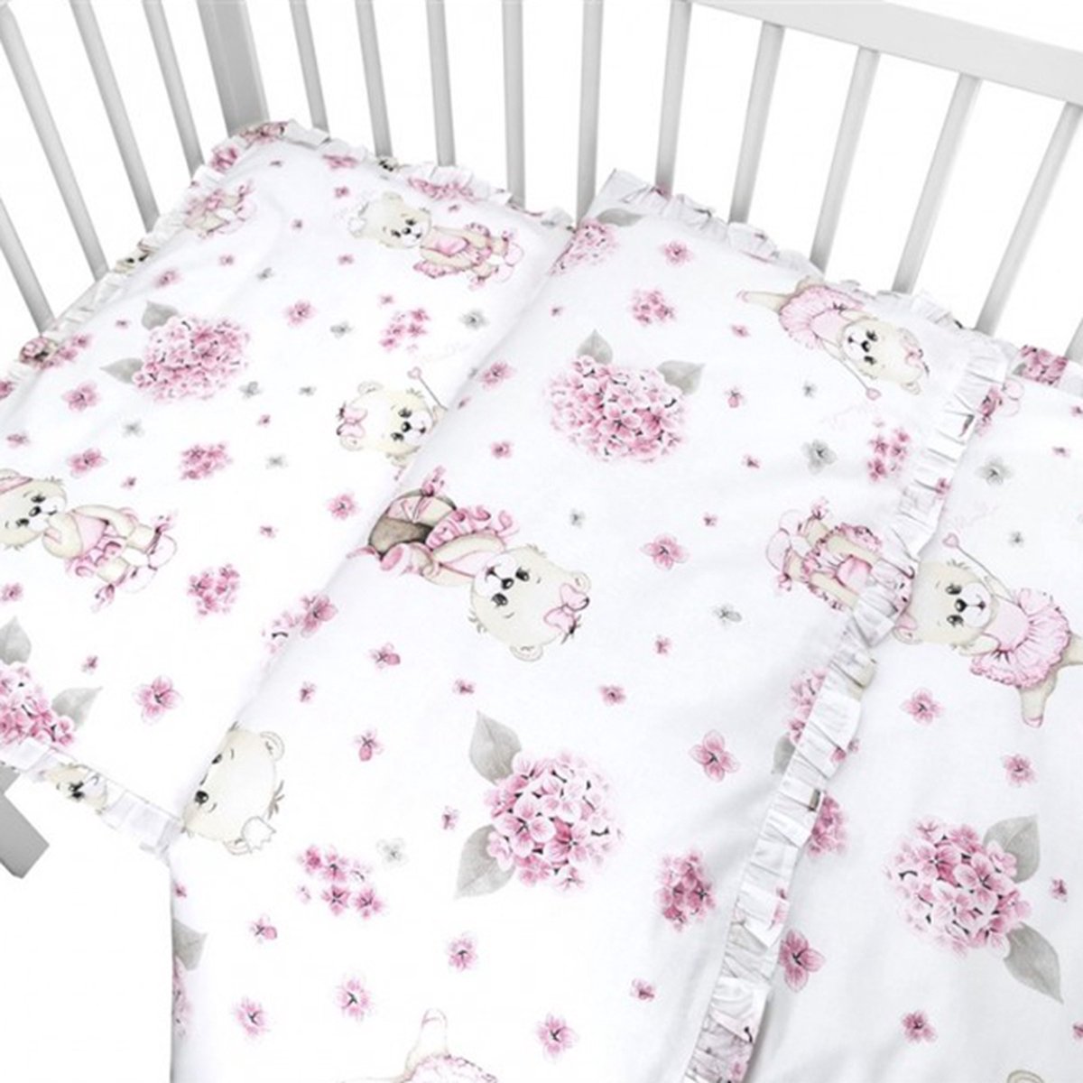 Ledikant Dekbedovertrek Ballerina Roze Ruches 100 x 135 cm