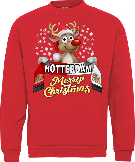 Kersttrui Rotterdam | Foute Kersttrui Dames Heren | Kerstcadeau | Rotterdam supporter | Rood | maat M